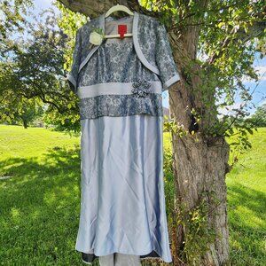 JS Collections size 16 Jacquard Formal Dress with matching Cropped Jacket